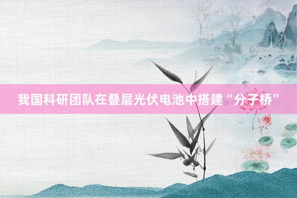 我国科研团队在叠层光伏电池中搭建“分子桥”