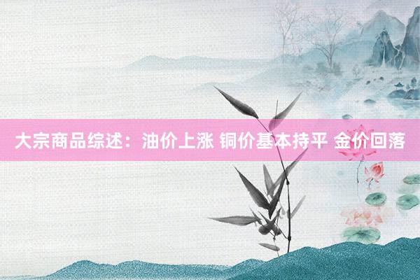 大宗商品综述：油价上涨 铜价基本持平 金价回落