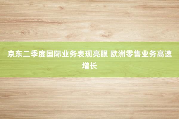 京东二季度国际业务表现亮眼 欧洲零售业务高速增长