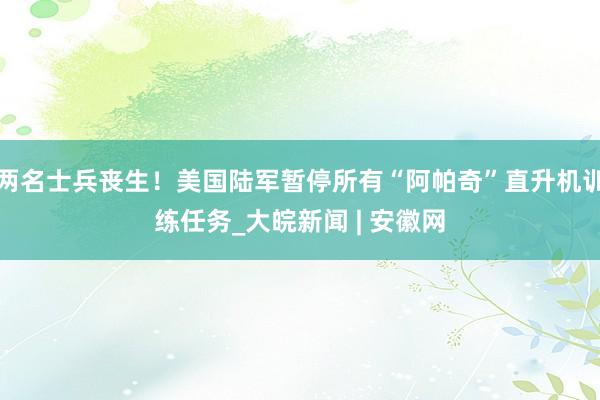 两名士兵丧生！美国陆军暂停所有“阿帕奇”直升机训练任务_大皖新闻 | 安徽网