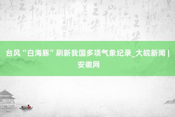 台风“白海豚”刷新我国多项气象纪录_大皖新闻 | 安徽网