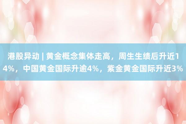 港股异动 | 黄金概念集体走高，周生生绩后升近14%，中国黄金国际升逾4%，紫金黄金国际升近3%