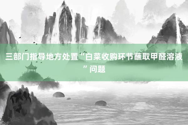 三部门指导地方处置“白菜收购环节蘸取甲醛溶液”问题
