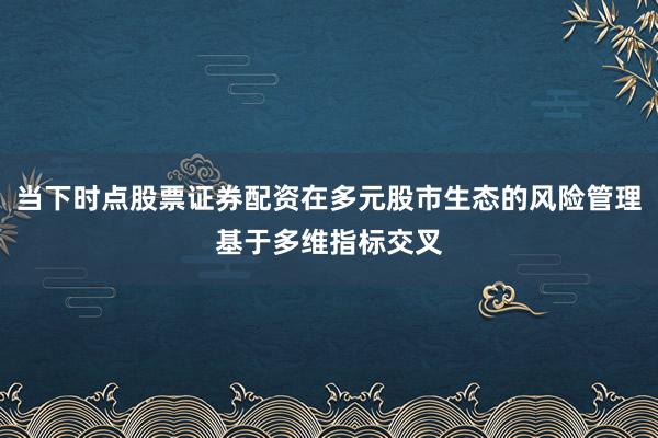当下时点股票证券配资在多元股市生态的风险管理基于多维指标交叉