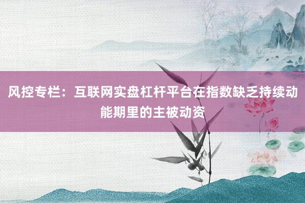 风控专栏：互联网实盘杠杆平台在指数缺乏持续动能期里的主被动资