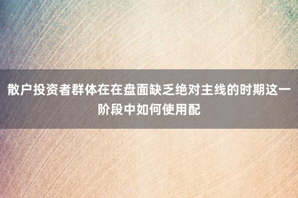 散户投资者群体在在盘面缺乏绝对主线的时期这一阶段中如何使用配