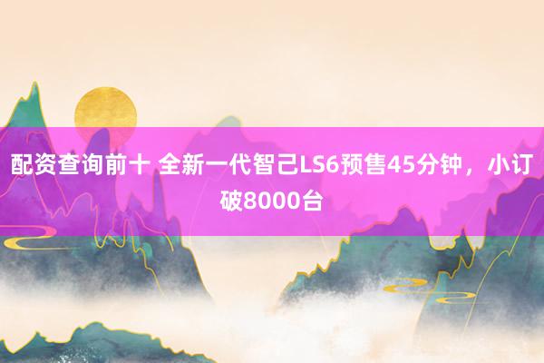配资查询前十 全新一代智己LS6预售45分钟，小订破8000台