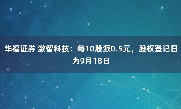 华福证券 激智科技：每10股派0.5元，股权登记日为9月18日