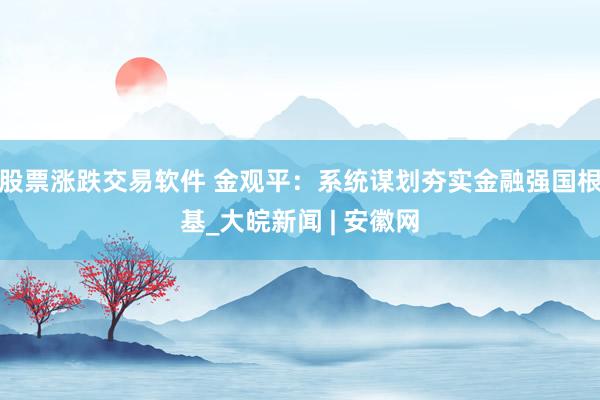 股票涨跌交易软件 金观平：系统谋划夯实金融强国根基_大皖新闻 | 安徽网