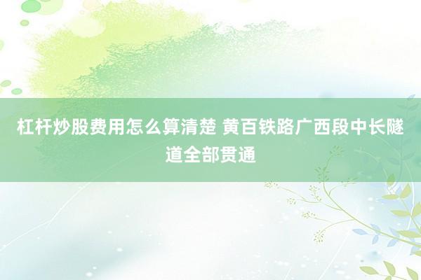 杠杆炒股费用怎么算清楚 黄百铁路广西段中长隧道全部贯通