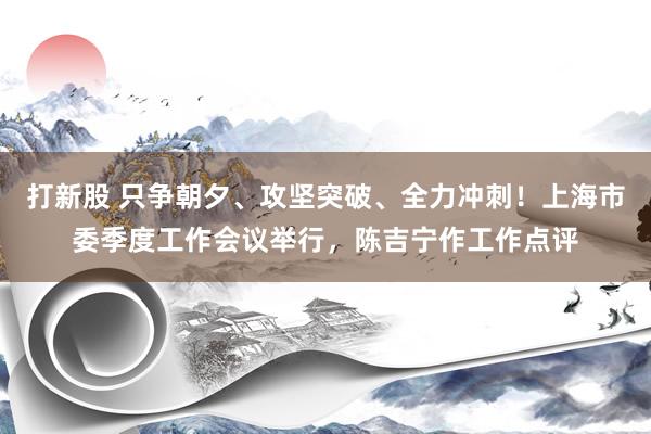 打新股 只争朝夕、攻坚突破、全力冲刺!上海市委季度工作会议举行,陈吉宁作工作点评