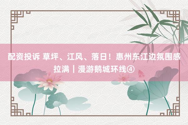 配资投诉 草坪、江风、落日！惠州东江边氛围感拉满｜漫游鹅城环线④